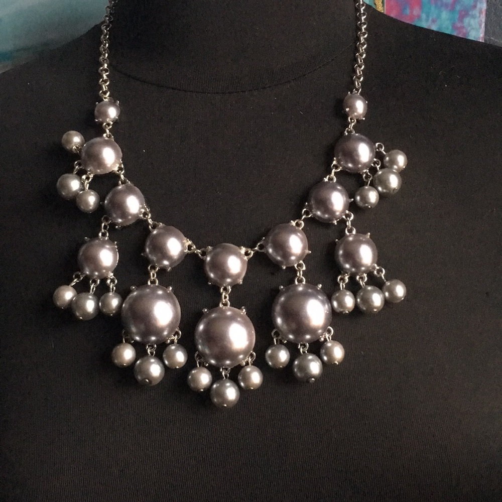 Faux Pearl Cluster Necklace